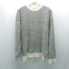 ◇ MOMENT+ クルーネック ケーブル編み 秋冬 カジュアル 長袖 ニット セーター サイズF ブラック アイボリー レディース E  【1310050038588】