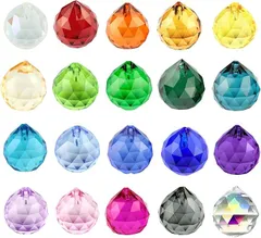 East Leaf サンキャッチャーパーツ クリスタルパーツ しずく型 プリズム カラフル 穴付(20色 20,  15mm)