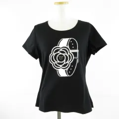 マダムジョコンダ MADAM JOCONDE カットソー Tシャツ 半袖 プリント ラインストーン 黒 42 *T453のサムネイル