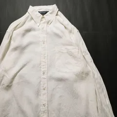 90’s ノーティカ NAUTICA 100% リネン ボタンダウン シャツ 長袖 (L) 生成り系 刺繍無し 無地 90年代 旧タグ オールド アメリカ古着 USED  ビンテージ ヴィンテージ