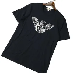 美品★ EMPORIO ARMANI エンポリオ アルマーニ ビッグ ロゴ プリント★ 半袖 Tシャツ カットソー Sz.L　メンズ 黒 日本製
