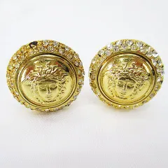 ジャンニヴェルサーチ ヴェルサーチェ GIANNI VERSACE メドューサ イヤリング ゴールド系 ラインストーン クリップ式 アクセサリーのサムネイル