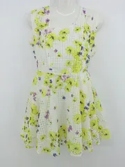 ◇ PAGEBOY ALICIA 花柄 チェック ノースリーブ ミニ チュニックワンピース サイズF ホワイト系 マルチ レディース P  【1212150009850】