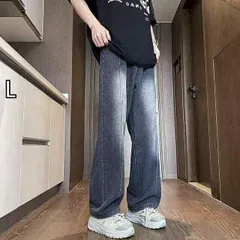 [L]メンズ ファッション 服 男性用 オシャレ シンプル 大人 かっこいい 大きいサイズ ストリート 紳士服 アメリカン レトロ ヒップ ホップ ストリート ホワイトニング ウォッシュ ワイド レッグ パンツ ヴィンテージ ストレート ジーンズ