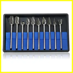 リューター ビット ビット 超硬ドリルビット リューター 3mm 10本セットタングステン製 軸 10種類 刃幅6mm 超硬バー (50mm長) YFFSFDC