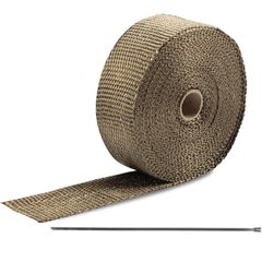 マフラーサーモバンテージ  50mmｘ5m 5cm 耐熱・断熱テープ 玄武岩繊維 ロング結束バンド付 チタンカラー 耐熱温度 1200度