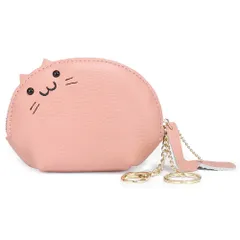 ☆ ピンク ☆ コインケース おしゃれ アニマル pmycard0319 コインケース キーホルダー 小銭入れ 革 レザー ファスナー 小物入れ レディース ミニ財布 可愛い かわいい ねこ ネコ 猫 にゃんこ キャラクター アニマル どうぶつ 通勤 通学