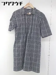◇ ◎ 23区 ギンガムチェック 半袖 ミニ シャツ ワンピース サイズ38 ブラック ホワイト グレー系 レディース  【1106140010264】