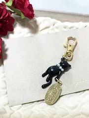 小判　黒猫　お守りチャーム　キーホルダー