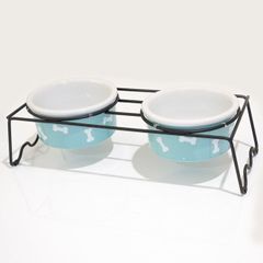 Signature ドッグフードボウル&スタンド　アクアブルー