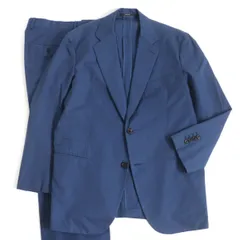美品□HERMES/エルメス 無地 コットン シングルスーツ テーラードジャケット/スラックス 上下セットアップ ブルー 52 イタリア製 正規品のサムネイル