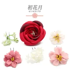 髪飾り 成人式 花 振袖 袴 花 赤 ピンク 白 6点セット 薔薇 バラ つぼみ 小さい 大きい かんざし 簪 和装 洋装 大人 子供 大人 No.12-0966