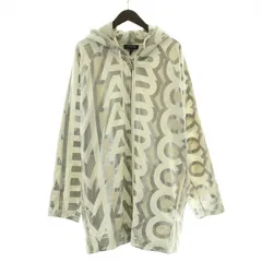 マークジェイコブス MARC JACOBS MONOGRAM ZIP HOODIE モノグラムジップパーカー ジャケット アウター ミドル丈 オーバーサイズ ロゴ プリント 総柄 XS S 白 ホワイト シルバー色 2F3RTP012C14 /BBのサムネイル