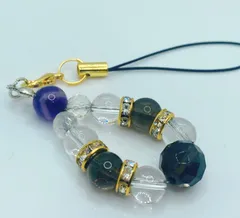 厄除け・お守り💎天然石パワーストーン　ストラップ💎64面カットスモーキークォーツ10mm スモーキークォーツ8mm アメジスト8mm 水晶8mm