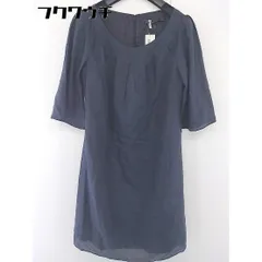 ◇ ESTNATION エストネーション シルク混 七分袖 膝丈 ワンピース ネイビー レディース  【中古】 【1107260013517】のサムネイル