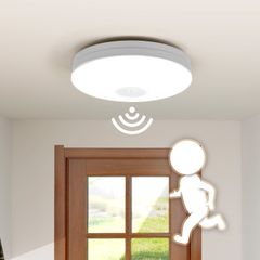 ICHIYO LED 人感センサー シーリングライト 小型 1100lm センサー 夜間ライト LED 照明器具  洗面所 トイレ キッチン 廊下 玄関 自動点灯 センサーライト  工事不要 屋内 照明 シーリングライト 省エネ 長寿命(white -1個)