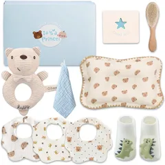 【在庫セール】ギフトセット お祝い 天然コットン ガーゼ 赤ちゃん スタイ 新生児 ベビー枕 男の子 手持ちベル 出産祝い ハンカチ [Coussilice] 靴下など実用的なベビー用品