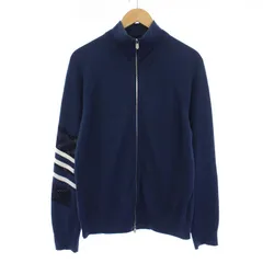 エルメス HERMES ドライバーズニット カーディガン 長袖 ジップアップ ライン メッシュ カシミヤ混 M 紺 ネイビー /KHのサムネイル