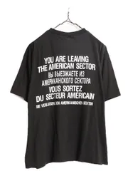 【お得なクーポン配布中!】 90s メッセージ 両面 プリント 半袖 Tシャツ メンズ L 古着 90年代 オールド グラフィック コットン バックプリント クルーネック ブラック