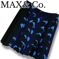 MAX&Co. マックスアンドコー ネイビー スカイブルー ブラック 幾何学柄 プリーツスカート フレアスカート ポリエステル100% 38 Mサイズ相当 レディース エレガント 001080H