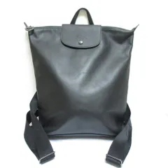 美品 LONGCHAMP ロンシャン ル プリアージュ エクストラ M バックパック レザー リュック ブラック メンズ レディース 古着 中古 USED