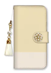 AQUOS R8 SH-52D ケース 手帳型 アクオスR8 スマホケース パール デコ付き ストラップ付 バイカラー 無地 ツートン シンプル かわいい おしゃれ 水色 ピンク パステルカラー カラー06