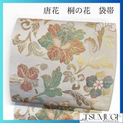 白地 桐の花 唐花模様 金糸 袋帯 着物 014a p - メルカリ