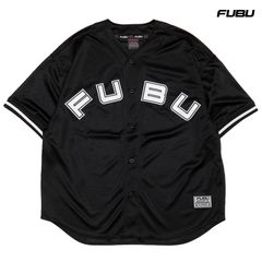 FUBU BASEBALL SHIRTS【BLACK】 (M・L・XL・2XL)(フブ 通販 メンズ 大きいサイズ ジャージ JERSEY ベースボールシャツ ベースボールジャージ ユニフォーム 半袖 ショートスリーブ ビックシルエット オーバーサイズ B系)