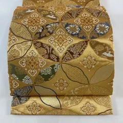 小紋 正絹 着物 七宝文様 淡黄檗色 吉祥文様 身丈157cm