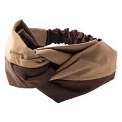 【ブラウン×ワンサイズ】[Cream dot. クリームドット公式] ヘアアクセサリー レディース ヘアターバン ヘアバンド 幅広 クロス ツイスト ワイド バイカラー 大人 大人カジュアル 可愛い  