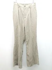 ◇ MONO-MART モノマート バックウエストゴム ポリエステル混合生地 無地 ワイドパンツ サイズM グリーン レディース E  【1308160021385】