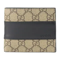 新品 グッチ GUCCI 2つ折り財布 GGスプリーム ベージュ/ブラック