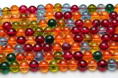 クラック水晶マルチカラー ミックス 8mm １連（約38cm） パワーストーン 天然石 _R1093