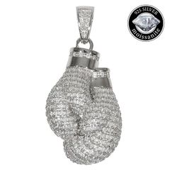 モアサナイト ボクシンググローブ 格闘技 ペンダントトップ シルバー .925Silver メンズ Moassanite鑑別書付き