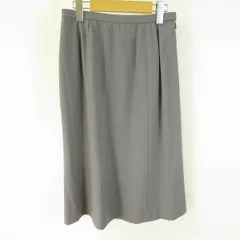 #a レリアン Leilian スカート 11 グレー 無地 ウール 日本製 935056 k01