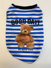 ペット用品 ペット 犬服 ドッグウェア 熊柄　クマ柄　かわいい さわやか　無地 おしゃれ　小型犬　中型犬　お散歩　お出かけ　春夏　安い　GOOD DAY  ブルー＆ホワイト