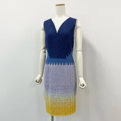 48h14《美品》　MISSONI ミッソーニ ノースリーブワンピース ニットワンピース ひざ丈 タイトスカート サイズ42 マルチカラー レディース