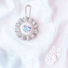 ハンドメイド　両面マタニティマーク　チュールロゼット　ホワイトxグレージュ　完成品