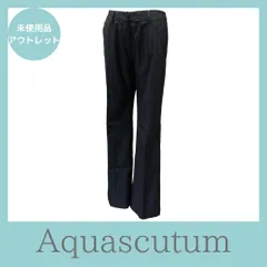 色ネイビーAquascutum フレアストレートパンツ ストライプ柄 8 サイズ