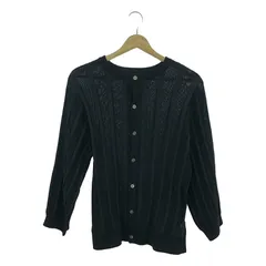 【美品】  ZUCCa / ズッカ | ストライプ プリーツ ニット カーディガン | M | ブラック | レディース