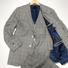 【極美品】銀座 山形屋 × Ermenegildo Zegna　3ピース パンツスーツ セットアップ　オーダーメイド　Lサイズ相当　グレンチェック　シェルボタン　ゼニア　ウール　ギンザヤマガタヤ