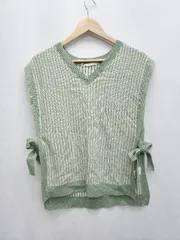 ◇ ◎ ●未使用● ikka イッカ タグ付き サイドリボンニットベスト サイズL ミントグリーン レディース P  【1405290009495】