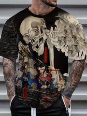 和柄 プリント 半袖Tシャツ 305  黒 派手 ストリート ダンス B系 ヤクザ ヤンキー オラオラ系 悪羅悪羅 ホスト 服 メンズ ファッション