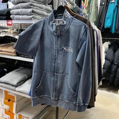 セットアップ可能‼️Nortonノートン⚫︎長袖　フルジップ　カットデニム　ストレッチ　スタンドジャケット　L XL ブルー