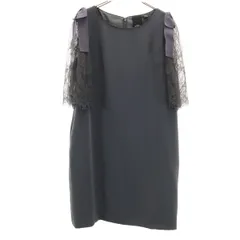 LUNA ルナ 日本製 5分袖 レース袖 ワンピース 38 グレー フォーマル レディース 古着