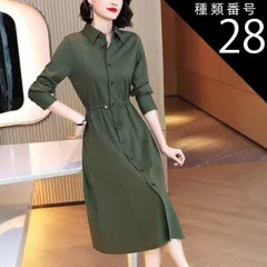 種類28：ブラック/2XL シンプル きれいめ シャツワンピース ロング ロング丈 長袖 襟付き フレア ウエストマーク ウエストリボン 前開き ドローコード かわいい 大人可愛い カジュアル 大人 上品 おしゃれ 大人女子 こなれ感 ラブリー キュート モー
