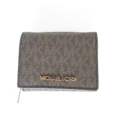 美品 MICHAEL KORS マイケルコース JET SET TRAVEL MKシグネチャー 三つ折り 財布 コンパクトウォレット ブラウン レディース 古着 中古 USED