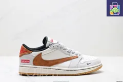 Travis Scott x Air Jordan 1 "Reverse Mocha" AJ1 TS 逆さフック コラボレーション ロートップ カルチャーバスケットボールシューズ-WTO輸入4