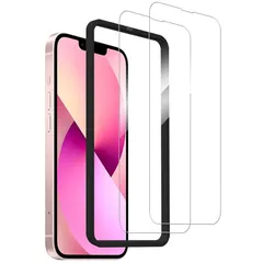 【2枚セット】ガイド枠付き KPNS 日本素材製 強化ガラス iPhone13 / iPhone 13 Pro用 ガラスフィルム 強化ガラス カバー 保護フィルム 1