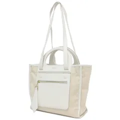 Max Mara マックスマーラ バッグ トート ハンド ショルダー ホワイト ベージュ 白 肩掛け リバーシブル 2WAY レザー キャンバス きれいめ 通勤 異素材 ブランドのサムネイル
